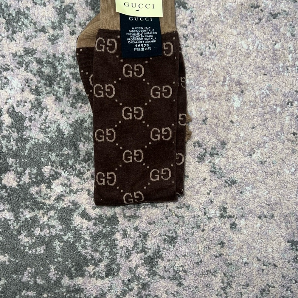 Brown Casual Socks with Iconic Pattern